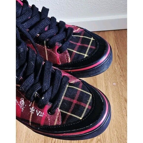 Polo Ralph Lauren Solomon Red Plaid High Top Shoes Men 7 D Tradition Punk 90’s - Picture 11 of 11